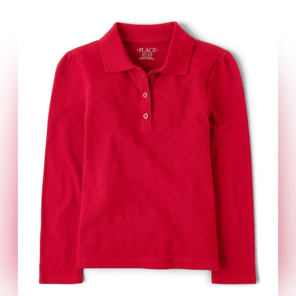 🆕️ CHILDREN'S PLACE 3-PACK Girls Uniform Long Sleeve Pique Polo SIZE: M (7/8)